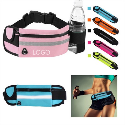 Sports Reflective Waist Bag With Bottle Holder