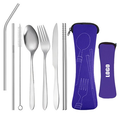 7 In 1 Spoon Fork Knife Cutlery With Pouch