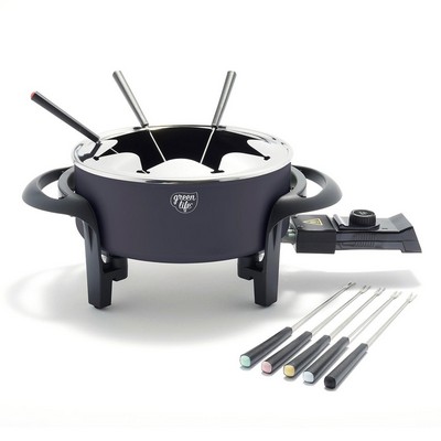 GreenLife Healthy Ceramic Nonstick Fondue Part Set Black