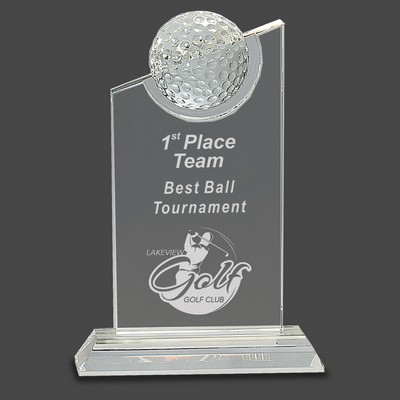 Clear Crystal Golf Pinnacle Award, Medium (6"x8"H)