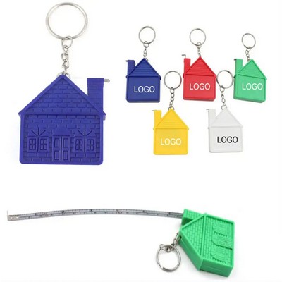 Personalized House Shape Keychain With Tape Measure