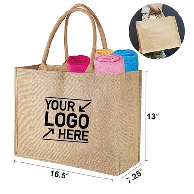 Burlap Jute Tote Bag for Shopping and Storage