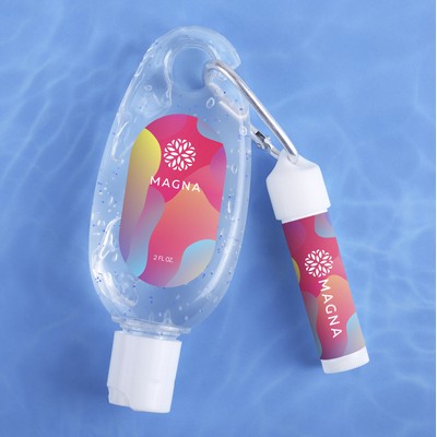 Moisturizing Hand Sanitizer & Lip Moisturizer Carabiner Kit