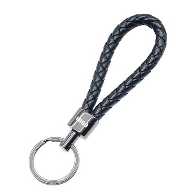 Stylish Weaved PU Leather Keychain with Metal Buckle