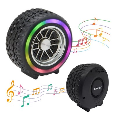 SonicWave Drive Tire-Shaped Bluetooth Speaker with LED Lights