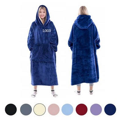 Oversized Microfiber Wearable Blanket Hoodie W/ Deep Pocket