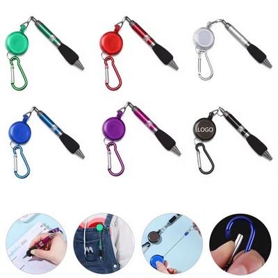 Ballpoint Pen With Retractable Buckle Pull Rope KeyChain