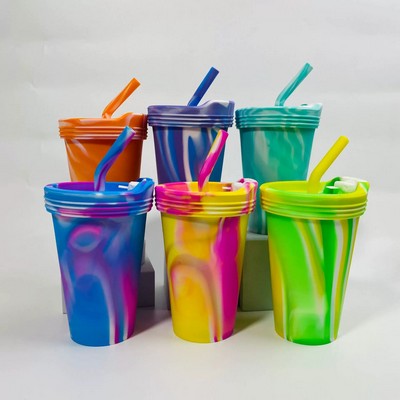 Silicone Cup with Lid And Straw