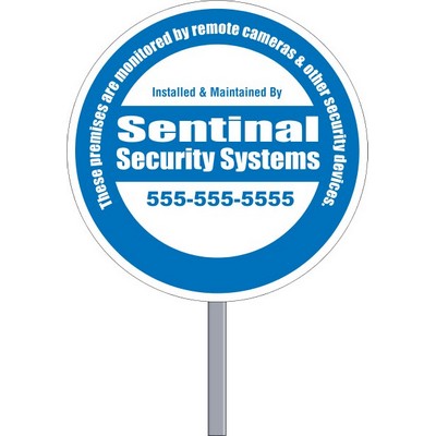 9" Circle Security White Polyethylene Yard Sign