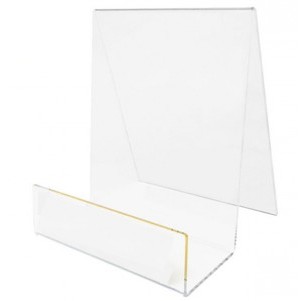 Clear Large Acrylic J Stand w/Lip (8.5"x11"x1.5")