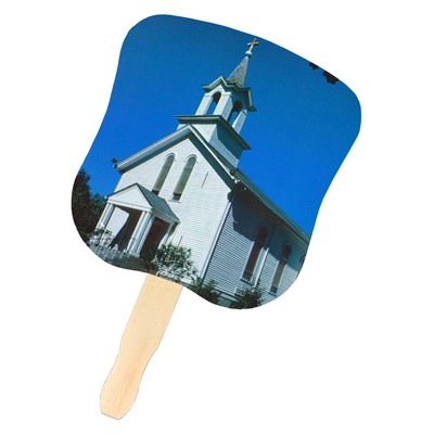 White Church Stock Design Hand Fan (Four Color Process)