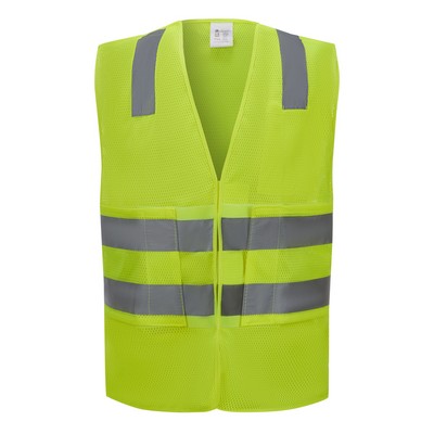 3C Products ANSI 107-2020 Class 2 Neon Green Poly Mesh Safety Vest Breakaway