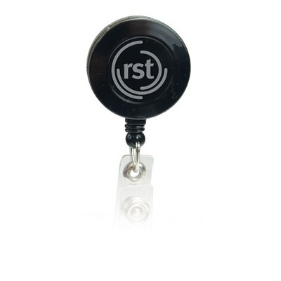 Pad Printed Retractable Badge Holder (Round w/ Slip on Clip)