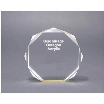 Octagon Acrylic Gold Reflective Award - 6" Diameter