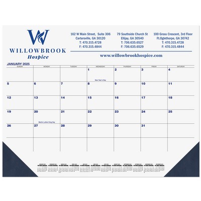 Black & Black Calendar Desk Pad w/One Color Imprint (21¾" x 17")