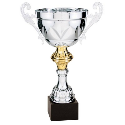 Cup Trophy, Silver - Marble Base - 10 3/4" Tall