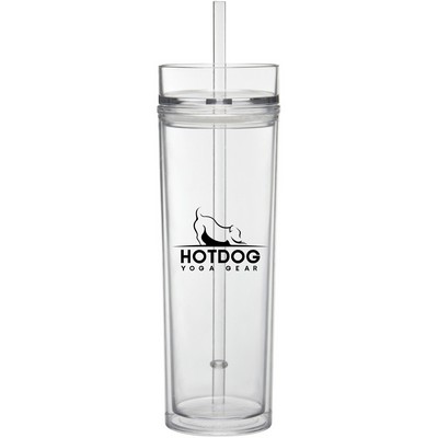 16 Oz Tube Tumbler With Straw