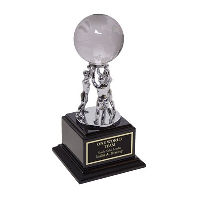 10" Crystal Globe Teamwork Award