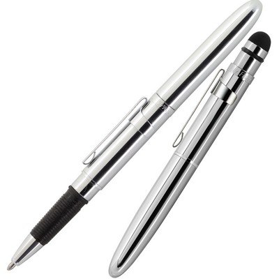 Chrome Silver Bullet Space Stylus w/Bullet Grip & Pocket Clip