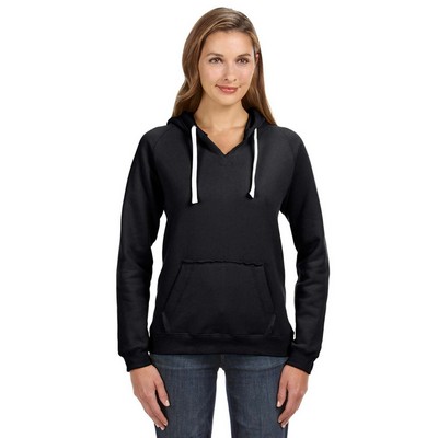 J AMERICA Ladies' Sydney Brushed V-Neck Hooded Sweatshirt