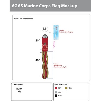 Marine Corps Windsocks 60x5.5 inch