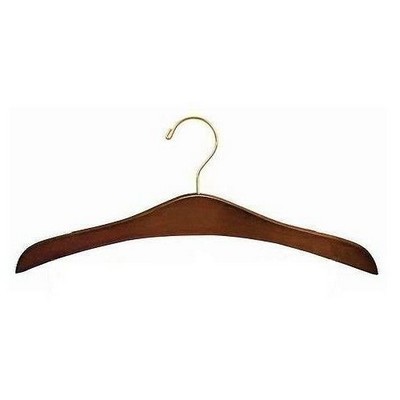 Decorative Walnut & Brass Wooden Dress Hanger