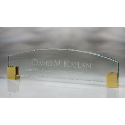 Jade Glass Name Plate w/Chrome Corners