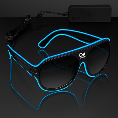 Blue "Neon Look" Aviator EL Shades - Domestic Print