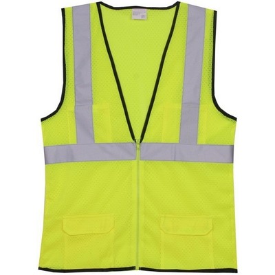 Yellow Solid Zipper Safety Vest (2X-Large/3X-Large)