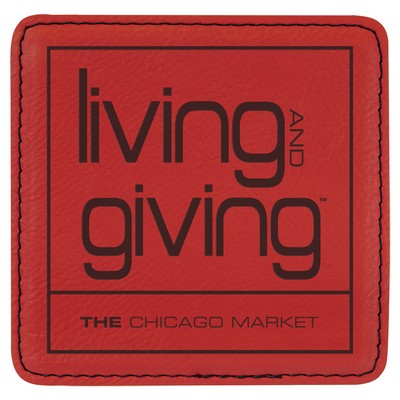 Leatherette Square Coaster (Red)