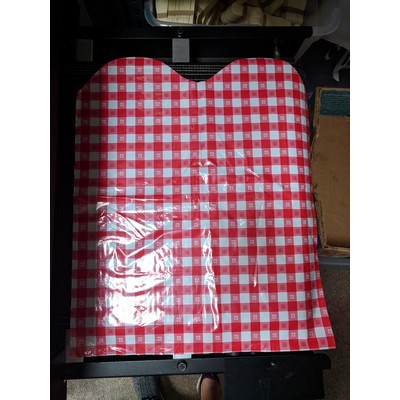 Plastic Red Check Gingham Bibs w/Ties (Pack of 25)