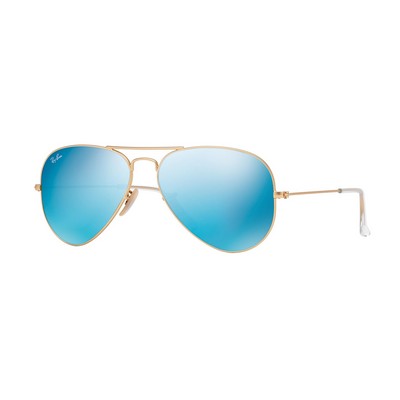 Ray-Ban® Blue Flash Aviator Sunglasses w/Gold Frame