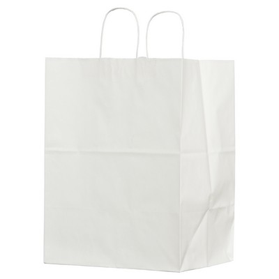 Food Service White Kraft Paper Bistro Shopping Bag (10"x6¾"x12")