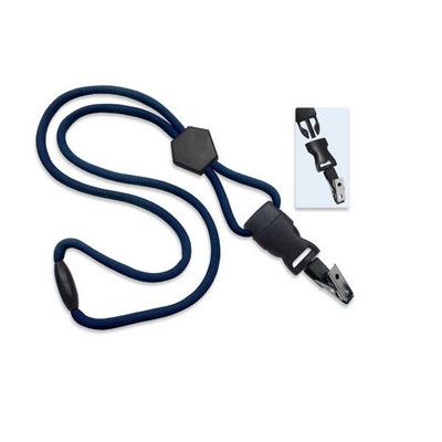 1/4" Blank Detachable Lanyard w/Diamond Slide & Bulldog Clip (Navy Blue)