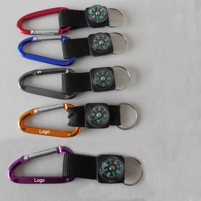 Aluminium Carabiner with Compass and Keychain