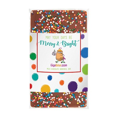 1 Oz. Contemporary Belgian Chocolate Bar w/ Rainbow Nonpareil Sprinkles