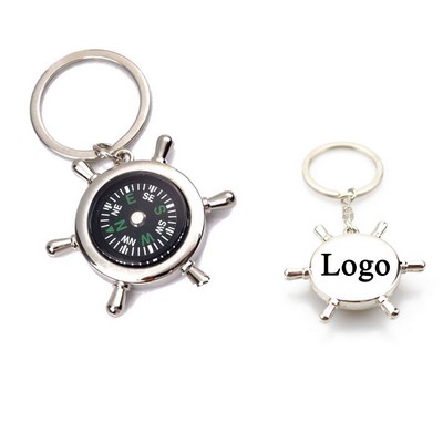 Creative Rudder Compass Shape Metal Key Chain