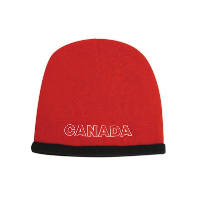 Roll Down Acrylic & Polar Fleece Beanie Cap (Embroidered)