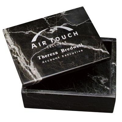 Black Zebra Marble Rectangular Box with Removable Lid