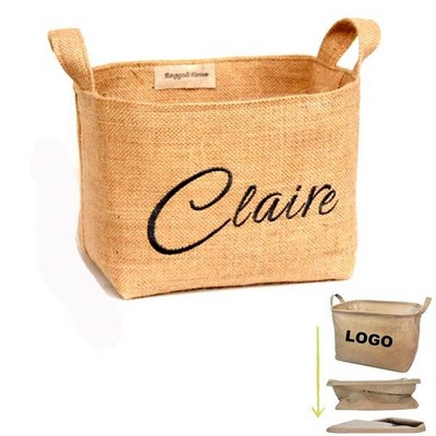 Collapsible Toy Organizer Basket - Burlap or Linen