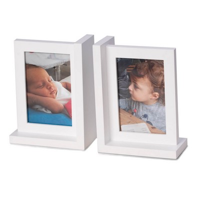 Picture frame white bookend in solid wood