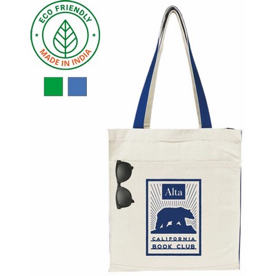 Book Tote Bag Eco Friendly Canvas Royal Blue Trim