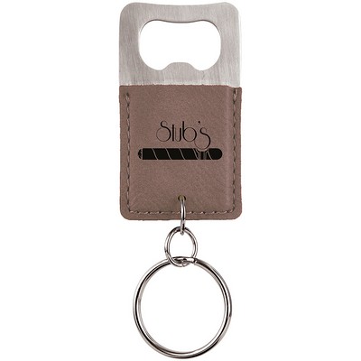 Gray Leatherette Rectangle Bottle Opener Keychain – Laserable