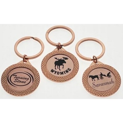 Rose Gold Line Circle Key Tag