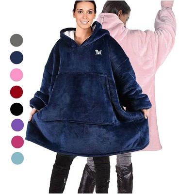 Oversized Microfiber & Sherpa Wearable Blanket