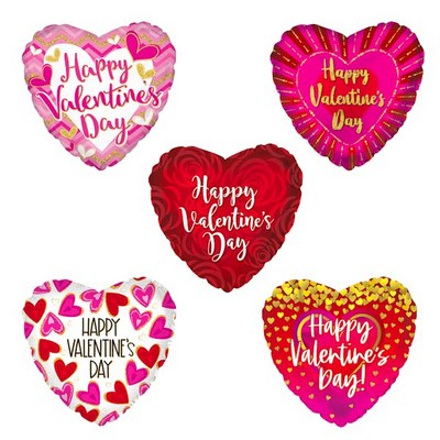 Mylar Valentine Balloons - Assorted, 17 (Case of 100)