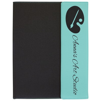 9½" x 12" Teal Leatherette & Black Canvas Portfolio