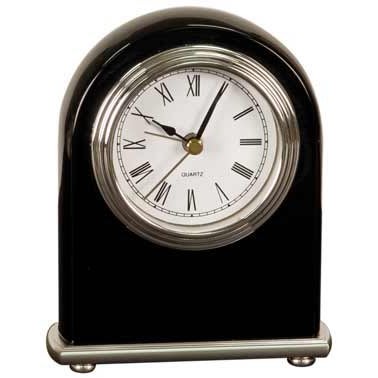 4" x 5" Black Piano Finish Arch Desk Clock