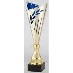 18" Assembled Gold/Blue Cup Award w/Leaf Cutouts