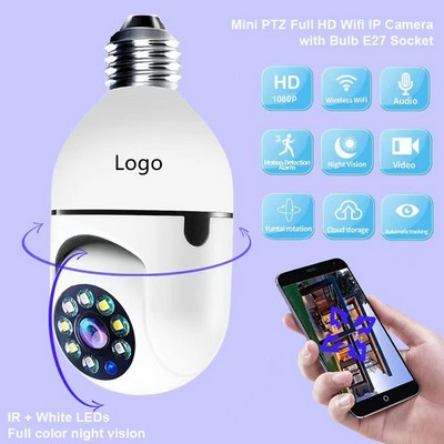 WiFi Light Bulb Security Camera 360 Degree 1080P Smart Motion Detection Night Vision